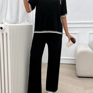 Black Lounge Set with White Trim